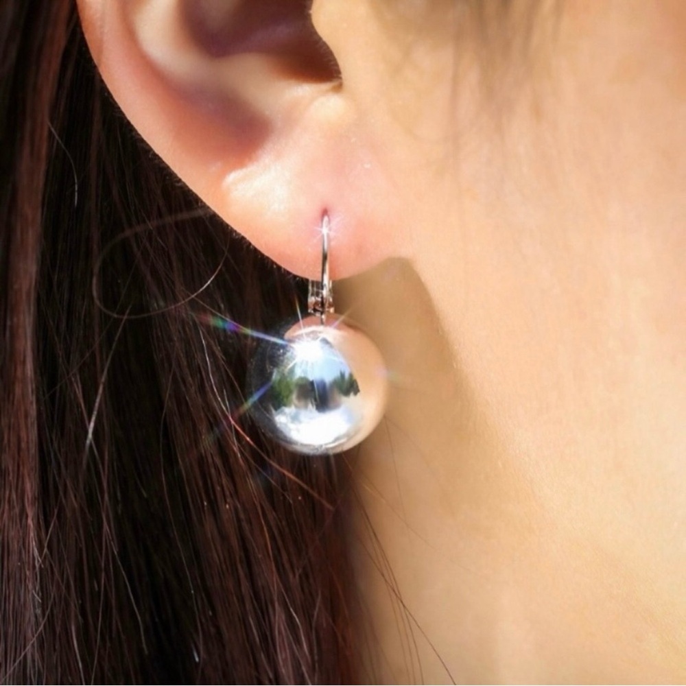 Metal Round Ball Drop Dangle Earrings for Women - Picture 4 of 4